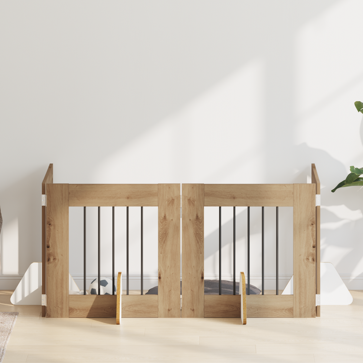 Foldable Dog Gate with Stands 4 pcs Artisan Oak 241 cm