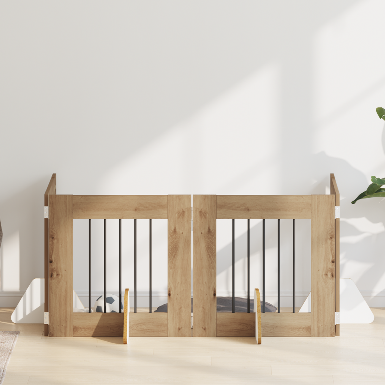 Foldable Dog Gate with Stands 4 pcs Artisan Oak 241 cm