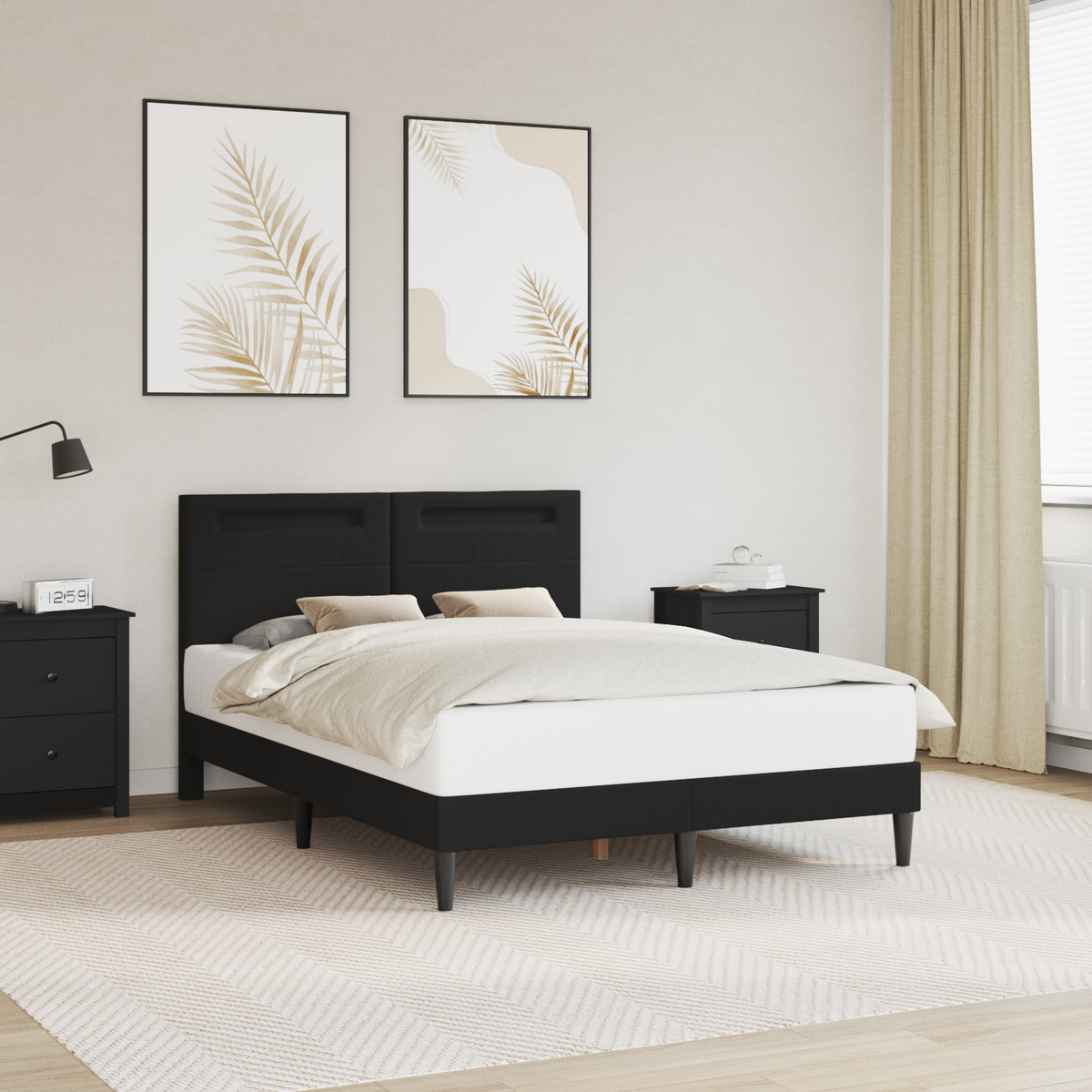 Bed Frame Black 137 x 190 cm Faux Leather