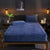 Anyhouz Mattress Cover Navy Blue Double Size Crystal Velvet Thicken Quilted Warm Soft Plush Bed Sheet