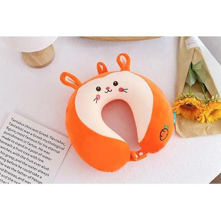 Anypack Neck Pillow Orange Cat Cartoon Memory Cotton U-shaped Soft Fluffy Comfortable Sleep Headrest