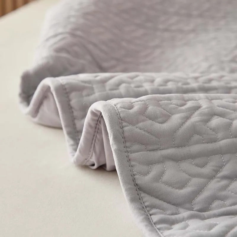 Anyhouz Mattress Cover Gray Double Size Pure Cotton Soft Quilted Bed Sheet Anti-bacterial Protector Cover