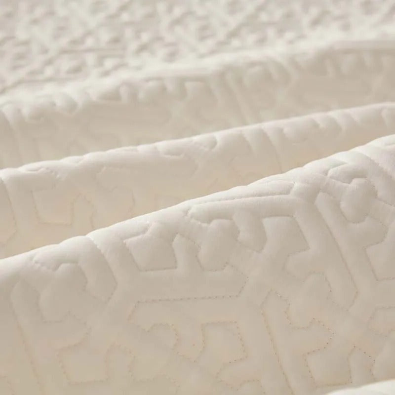 Anyhouz Mattress Cover Beige Double Size Pure Cotton Soft Quilted Bed Sheet Anti-bacterial Protector Cover