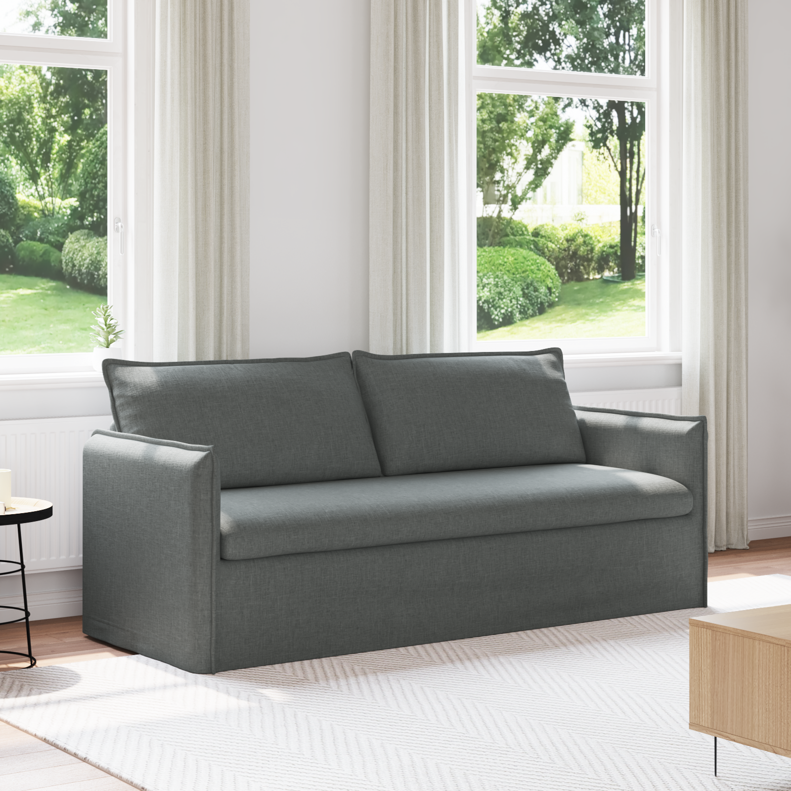 Sofa Dark Grey 196 x 82 x 85 cm Fabric