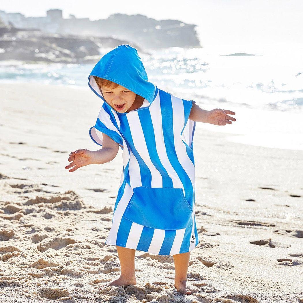 Dock &amp; Bay KIDS Poncho Hooded Towel -Mini Cabana Collection-Bondi Blue S (4-7yrs)-1954802357841825793