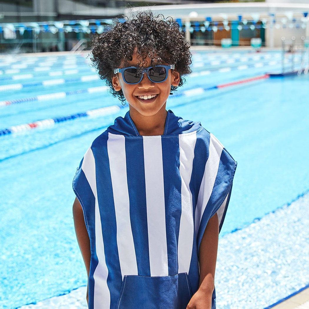 Dock & Bay KIDS Poncho Hooded Towel -Mini Cabana Collection-Whitsunday Blue XS (2-4yrs)-1954802359133671426
