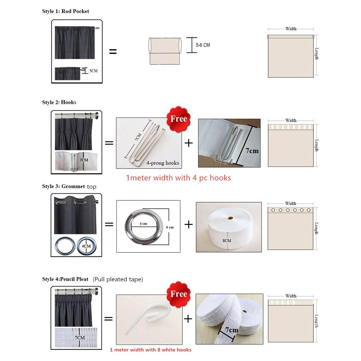 Anyhouz Curtain 500cm Dark Green Modern Blackout Curtains for Living Room Bedroom Window Treatments Sound Proof Curtains Drapes