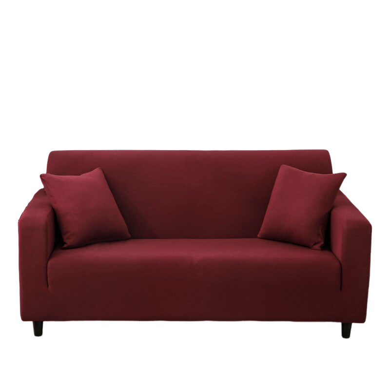 Anyhouz 4 Seater Sofa Cover Plain Wine Red Style and Protection For Living Room Sofa Chair Elastic Stretchable Slipcover