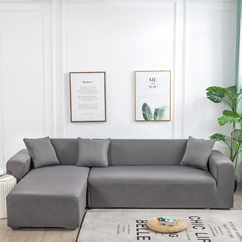 Anyhouz 4 Seater Sofa Cover Plain Orange Style and Protection For Living Room Sofa Chair Elastic Stretchable Slipcover