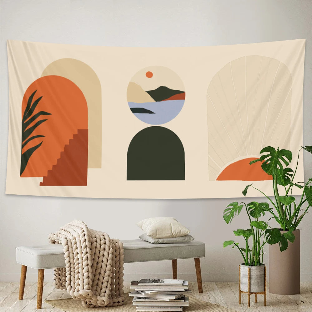 Anyhouz Tapestry Mural Paint 230x150cm Psychedelic Scene Art Hippie Bohemian Decorative Sheet