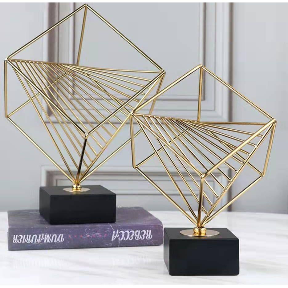 Anyhouz 31cm Rubik Cube Tabletop Home Decor Modern Art Living Room Display House Decorative Crafts Metal Ornaments with Marble Base