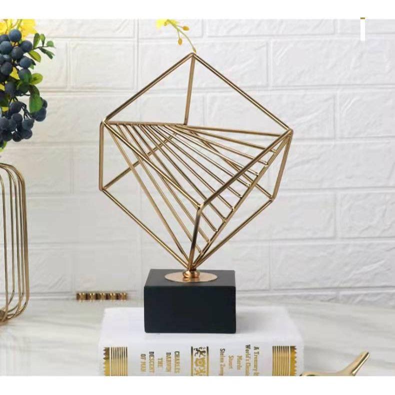 Anyhouz 31cm Rubik Cube Tabletop Home Decor Modern Art Living Room Display House Decorative Crafts Metal Ornaments with Marble Base