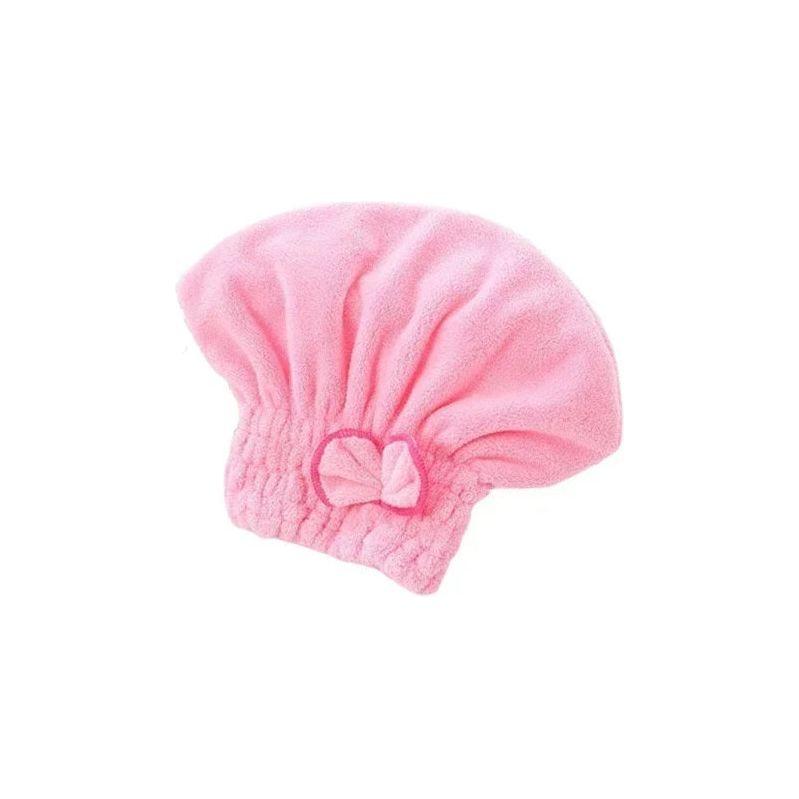 Anyhouz Hair Bonnets Pink Microfibre Quick Hair Drying Bath Spa Bath Towels for Womens Shower Hat Bathroom Accessories