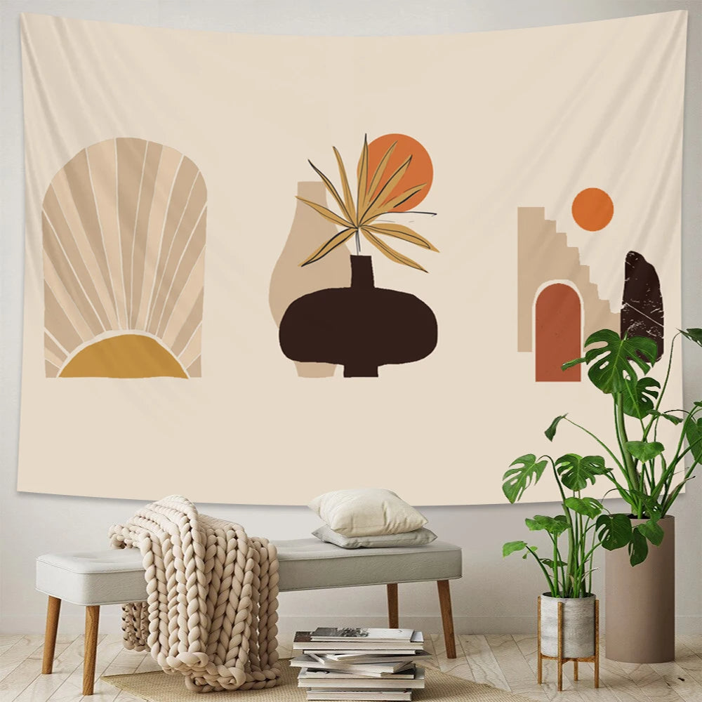 Anyhouz Tapestry Mural Paint 95x70cm Psychedelic Scene Art Hippie Bohemian Decorative Sheet