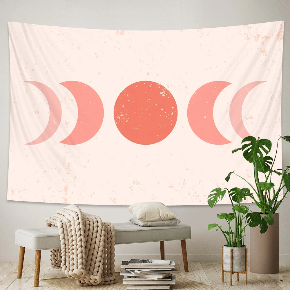 Anyhouz Tapestry Pink Sun Window 95x70cm Psychedelic Scene Art Hippie Bohemian Decorative Sheet
