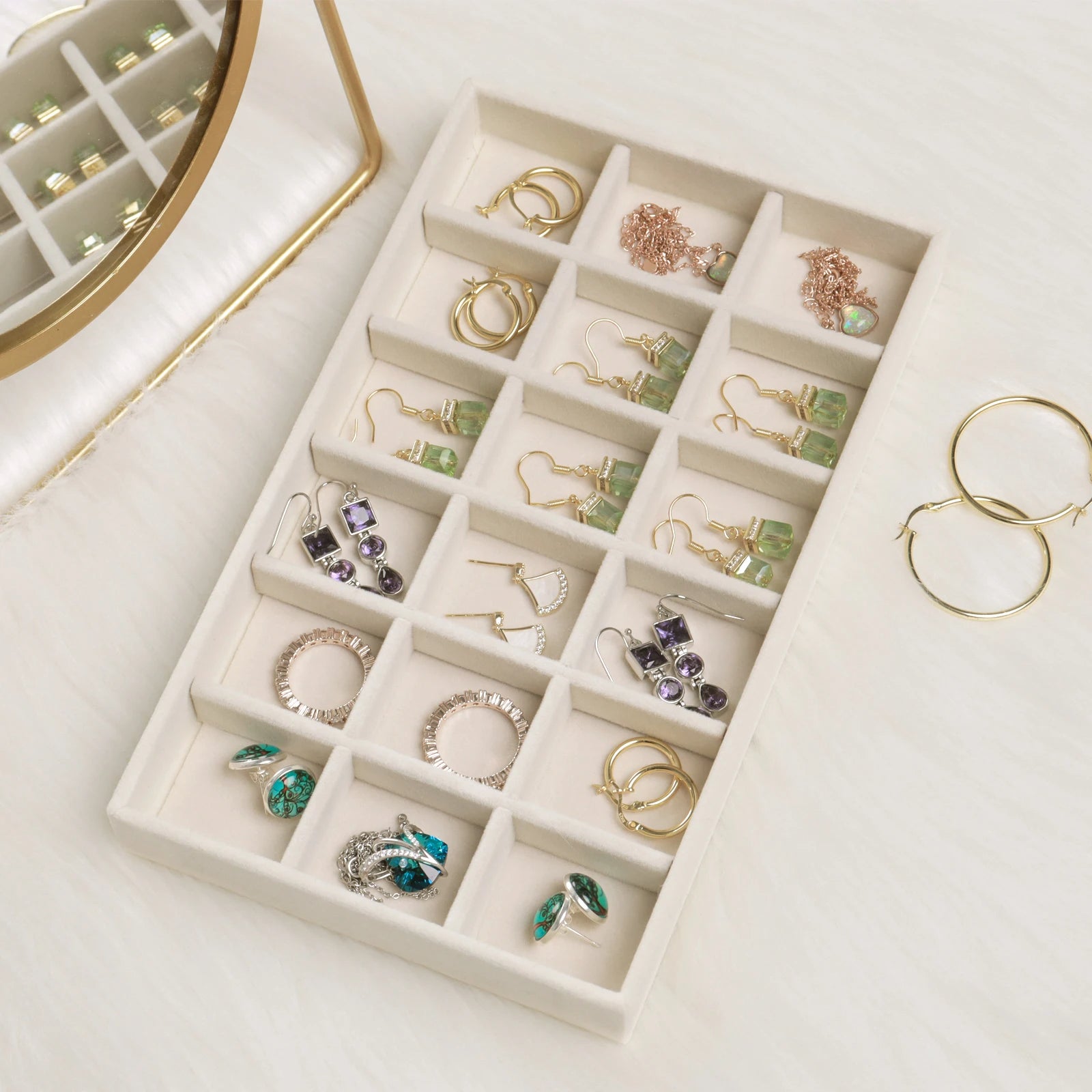 Anyhouz Jewelry Storage Grey Design D Display Tray Drawer Storage Jewellery Holder For Ring Earrings Necklace Bracelet