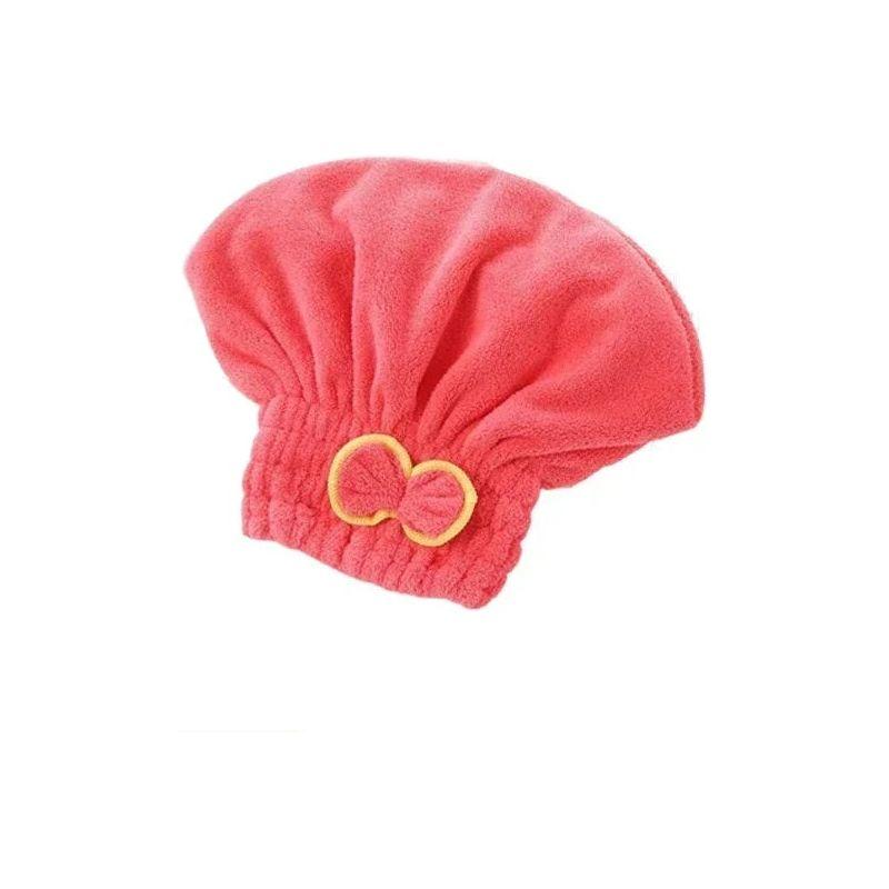 Anyhouz Hair Bonnets Red Microfibre Quick Hair Drying Bath Spa Bath Towels for Womens Shower Hat Bathroom Accessories