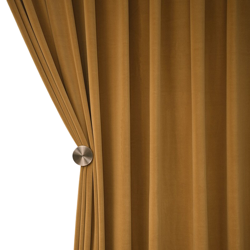 Anyhouz 250cm Mustard High Quality Modern Wool Velvet Blackout Curtains for Living Room Bedroom Dining Luxury Window Drape