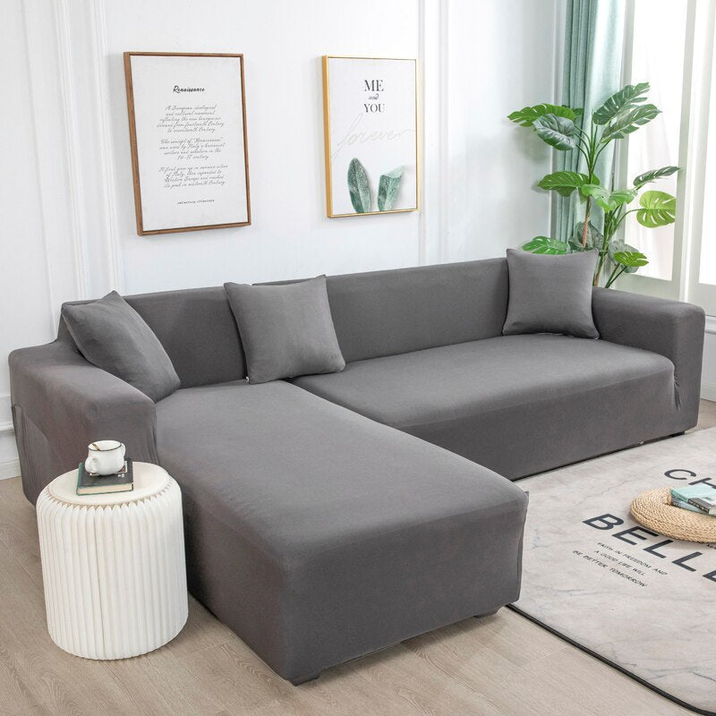 Anyhouz 2 Seater Sofa Cover Plain Royal Blue Style and Protection For Living Room Sofa Chair Elastic Stretchable Slipcover
