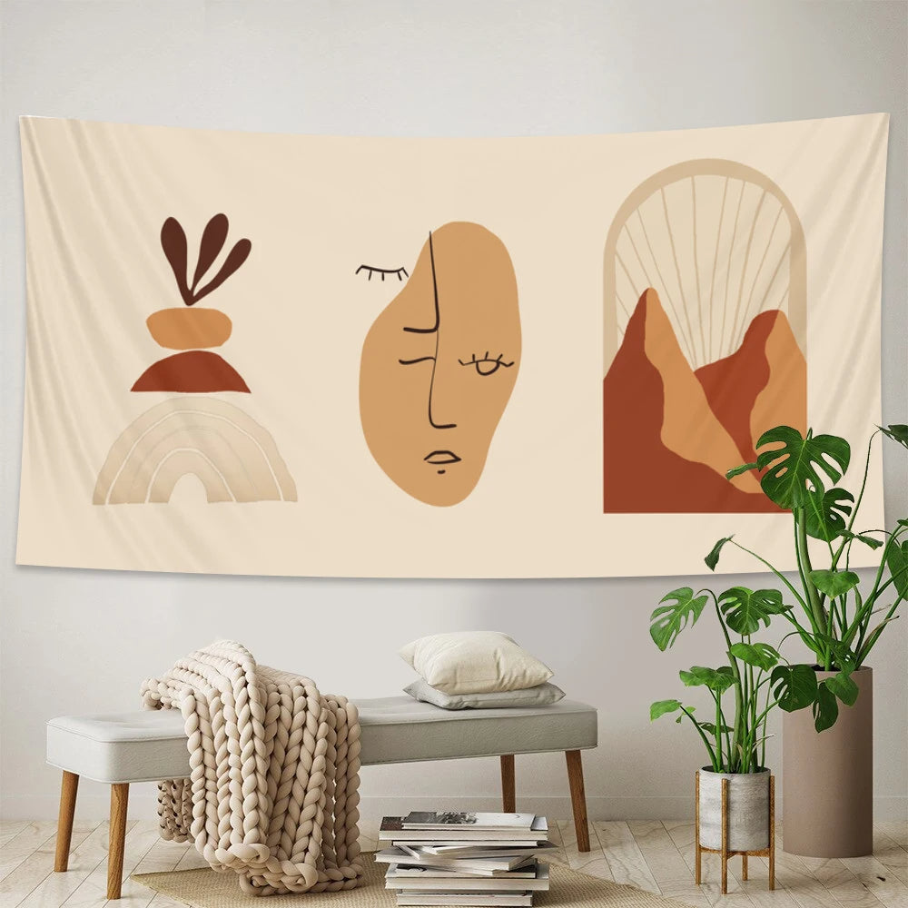 Anyhouz Tapestry Mural Paint 150x100cm Psychedelic Scene Art Hippie Bohemian Decorative Sheet