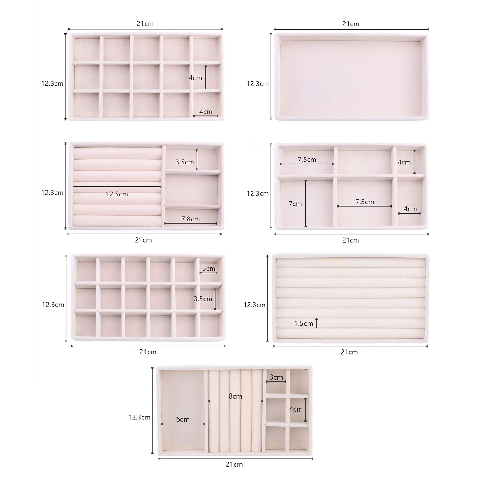 Anyhouz Jewelry Storage Beige Design C Display Tray Drawer Storage Jewellery Holder For Ring Earrings Necklace Bracelet