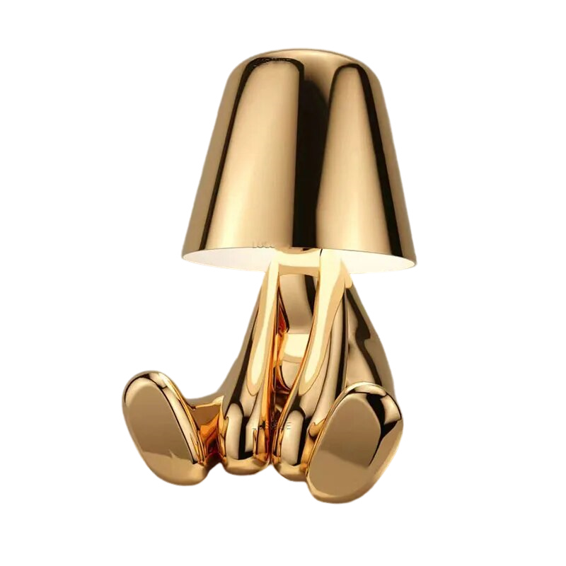 Anyhouz Hotel Lightning Lamp Rechargeable Gold Little Man Laying Position Table Lamps Touch Switch Decoration Led Night Light