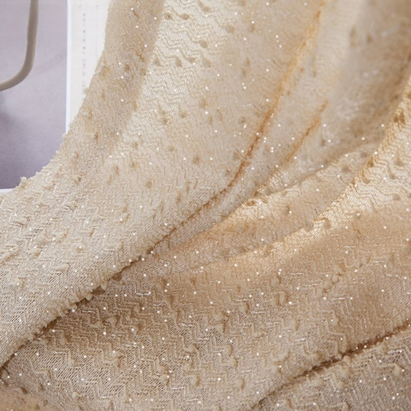 Anyhouz 500cm Curtains Beige Modern Luxury Retro Style Texture for Living Room Bedroom Dining Fashion Decor