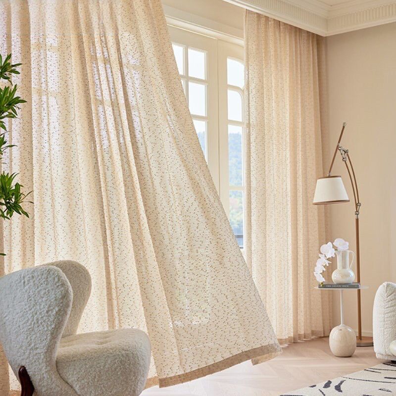 Anyhouz 150cm Curtains White Modern Luxury Retro Style Texture for Living Room Bedroom Dining Fashion Decor