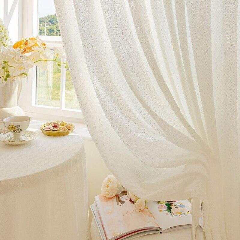 Anyhouz 150cm Curtains White Modern Luxury Retro Style Texture for Living Room Bedroom Dining Fashion Decor
