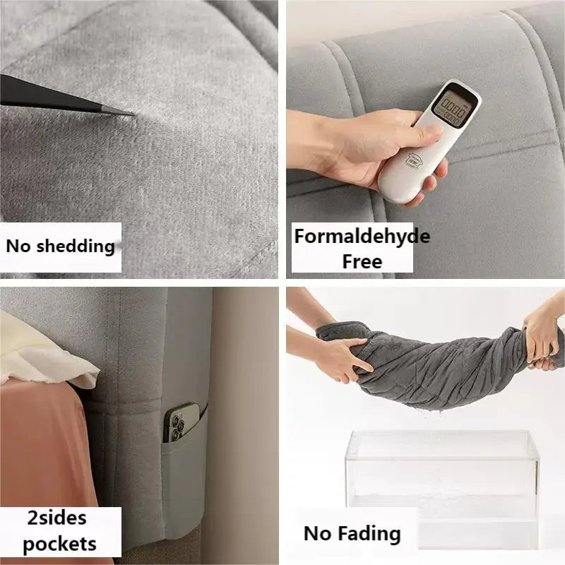 Anyhouz Headboard Cover Square Coffee Super Soft Smooth Quilted Velvet Bed Back Dust Protector Cover 120x70cm