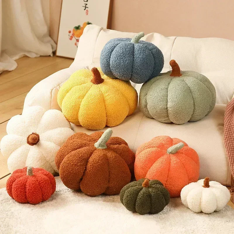 Anyhouz Throw Pillows Brown Lamb Fleece Pumpkin Plush Toys for Home Decor Throw Pillow Living Room Bedroom 28cm