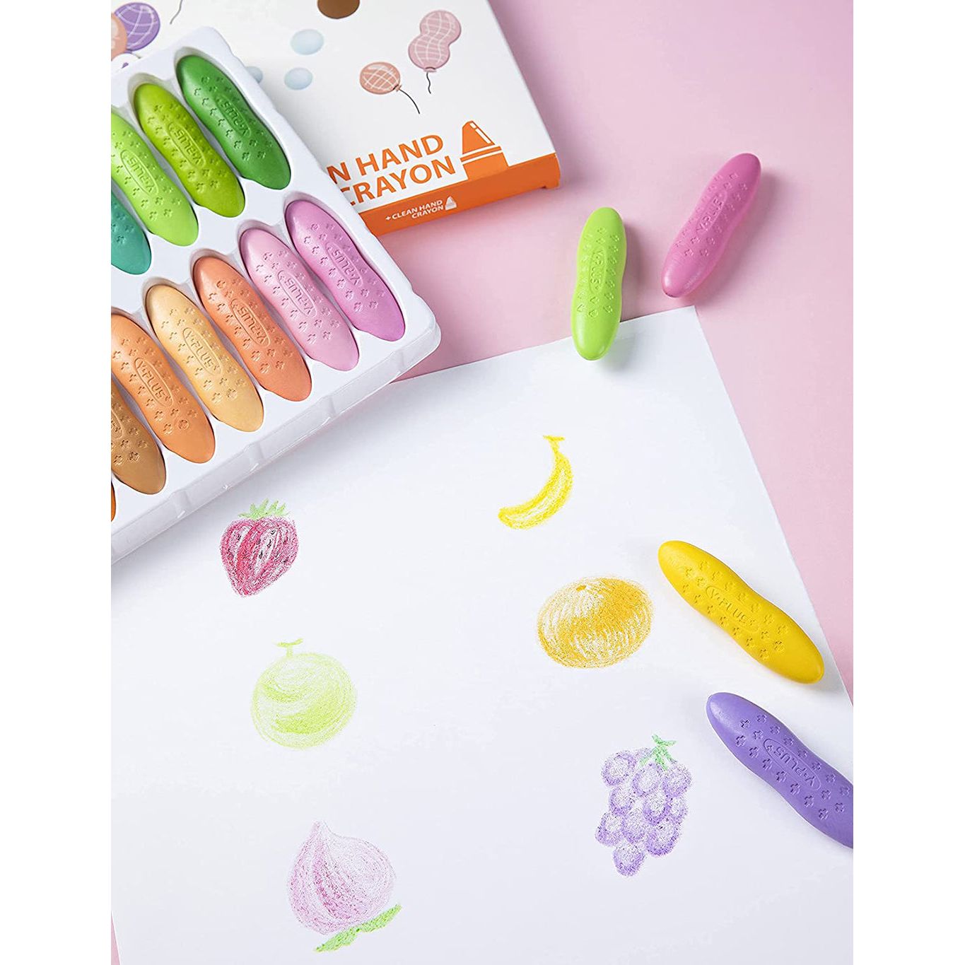 YPLUS Peanut Kids Washable Crayons, Non-Toxic 12 Pastel Colors