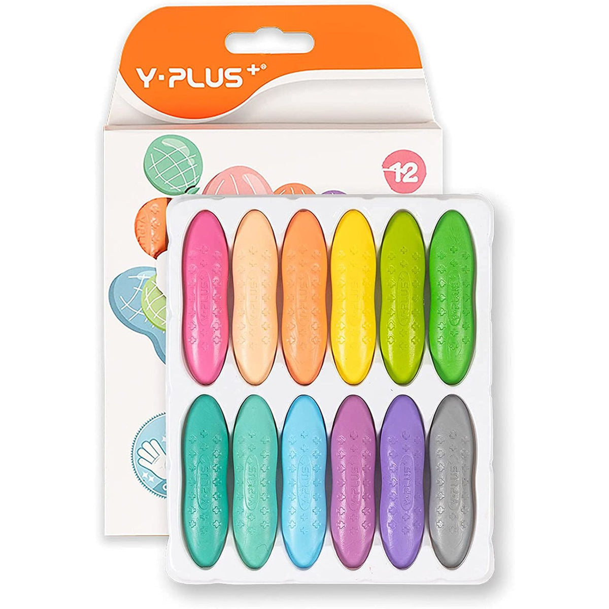 YPLUS Peanut Kids Washable Crayons, Non-Toxic 12 Pastel Colors