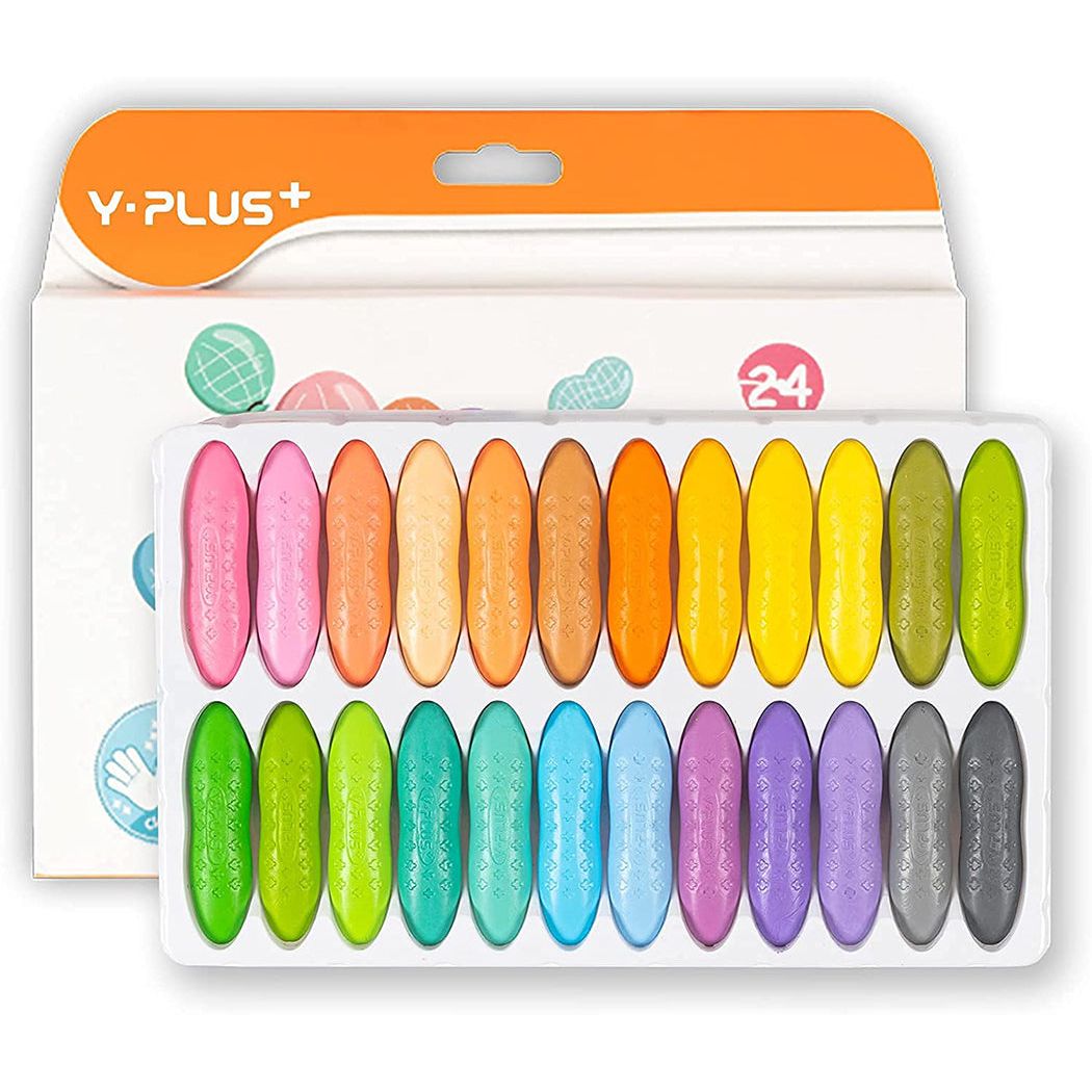 YPLUS Peanut Kids Washable Crayons, Non-Toxic 24 Pastel Colors