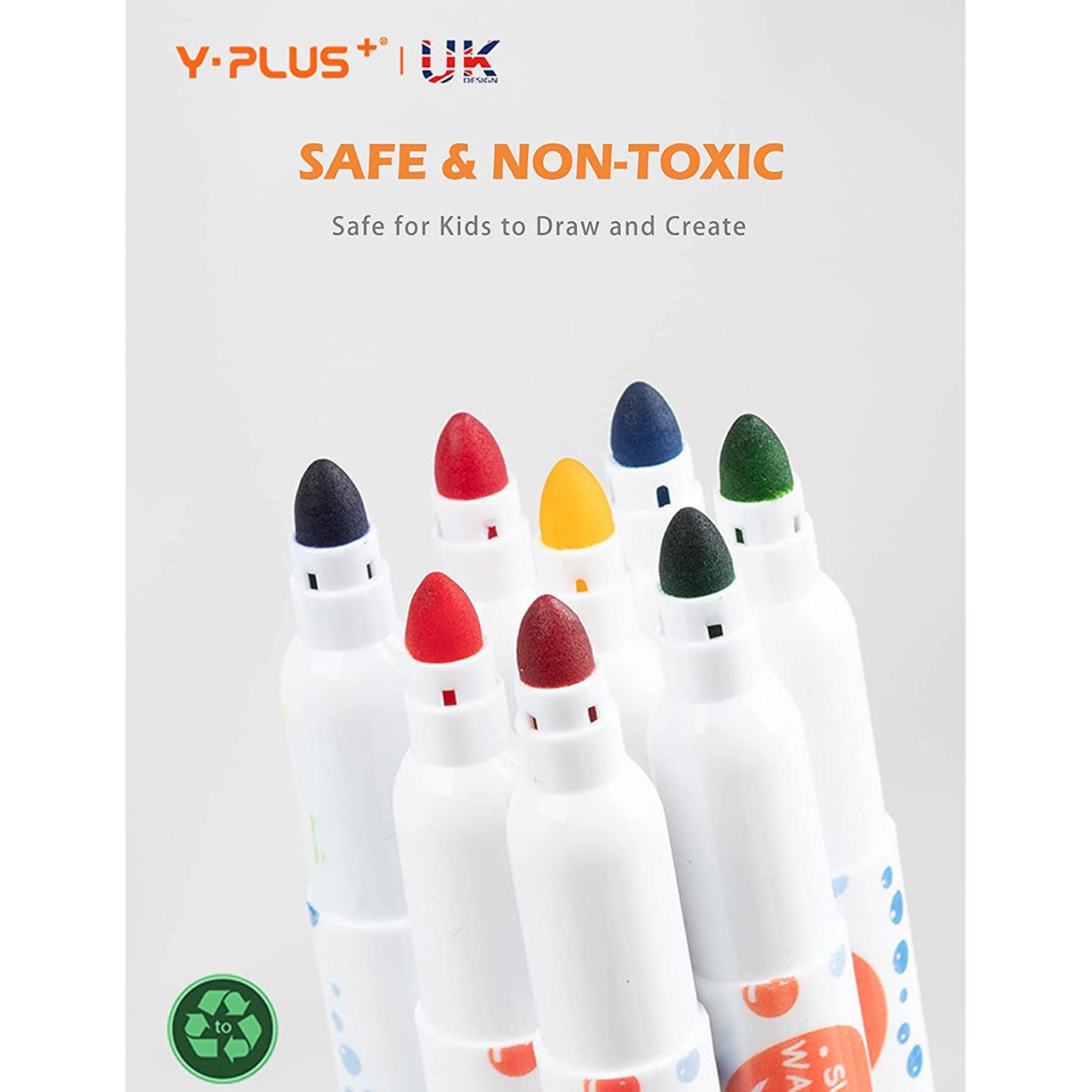 YPLUS Elephant Watercolor JUMBO Markers Set-24 Non-Toxic Fabric Markers for Coloring and Art Supplies