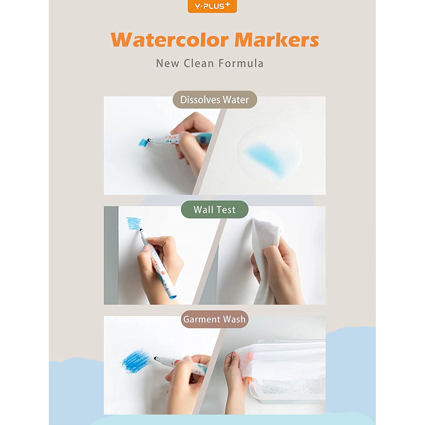 YPLUS Elephant Watercolor JUMBO Markers Set-24 Non-Toxic Fabric Markers for Coloring and Art Supplies