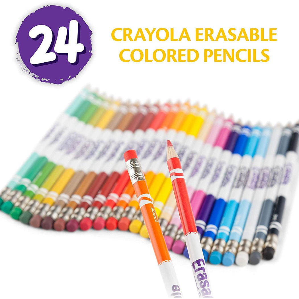 YPLUS Erasable Colored Pencils with Erasers 24pcs