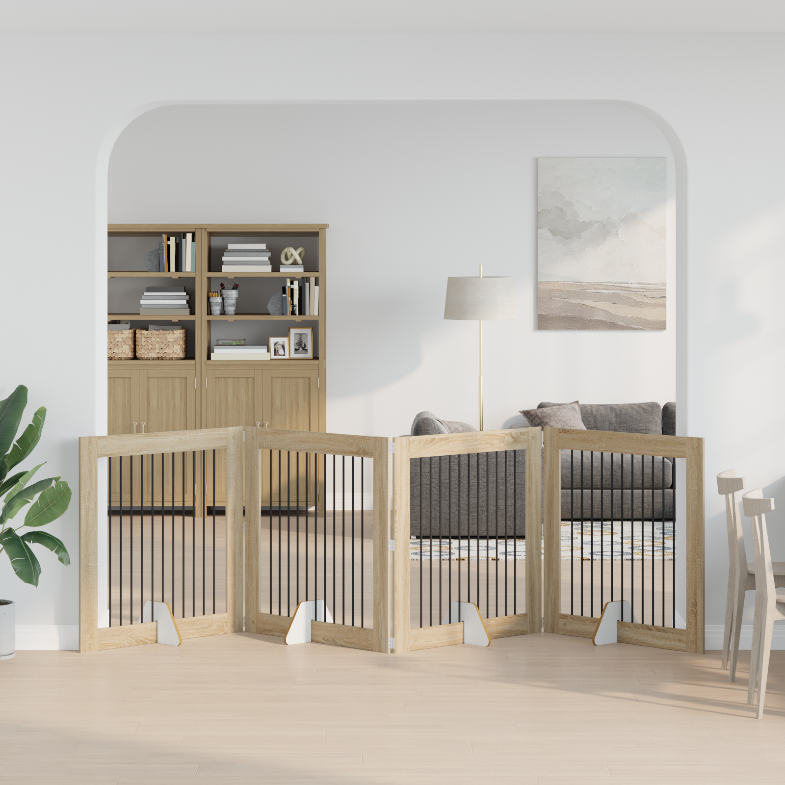 Foldable Dog Gate with Stands 4 pcs Sonoma Oak 401 cm