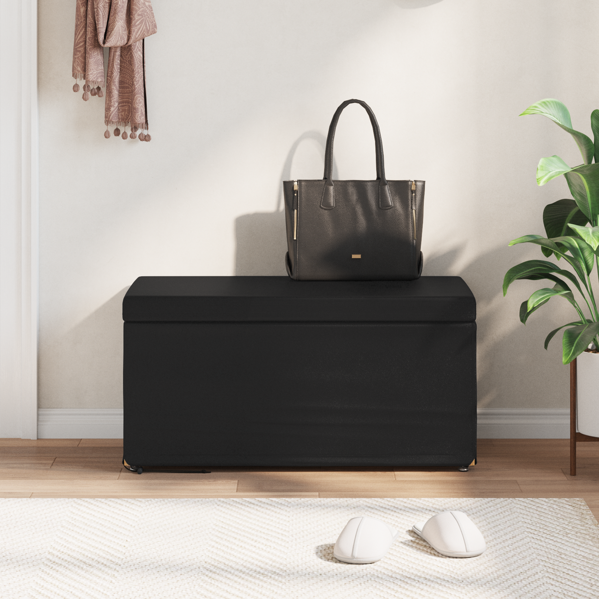 Stool Black 81 x 41 x 40 cm Faux Leather and Engineered Wood