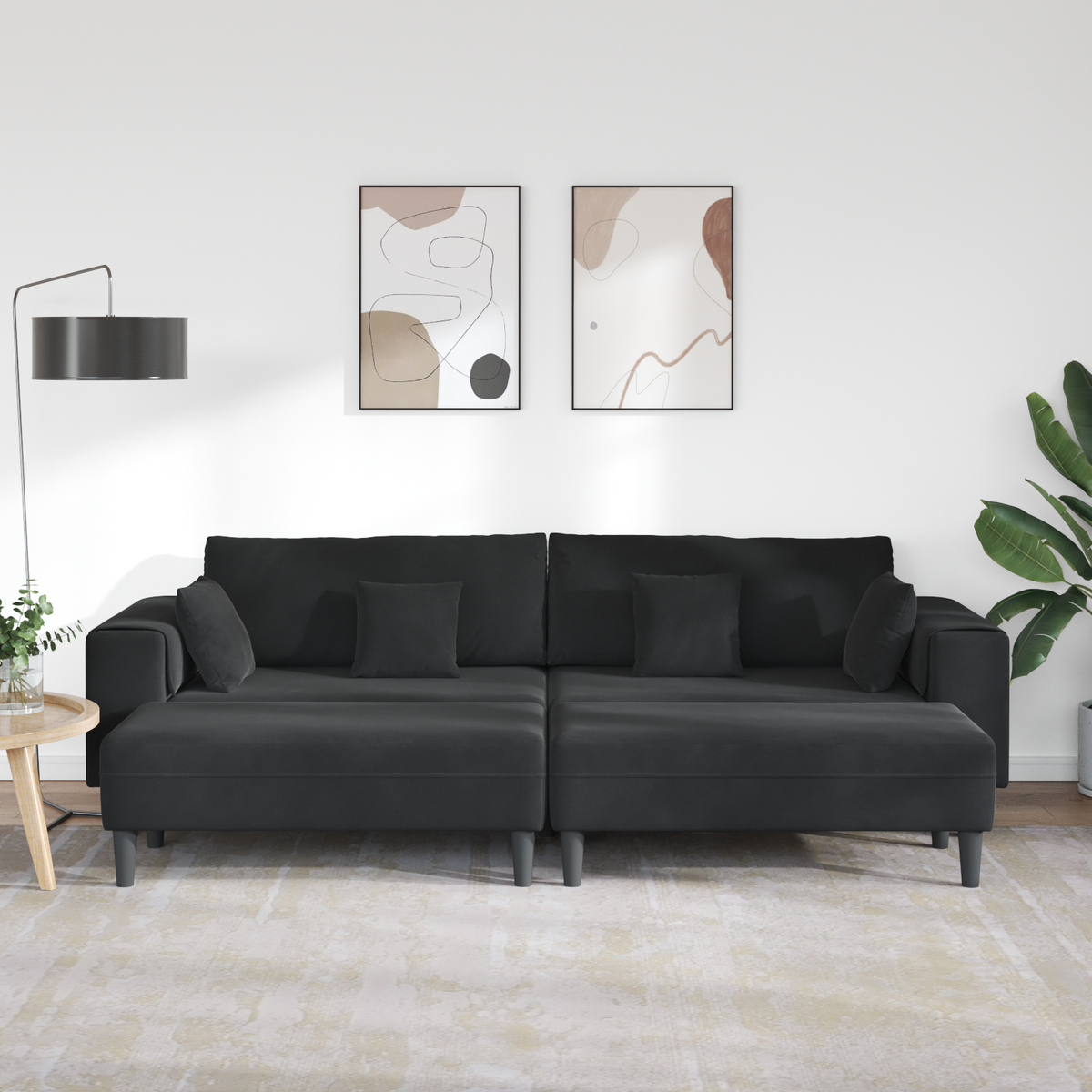 Sofa 3 pcs Black 250 x 188 x 76 cm Velvet