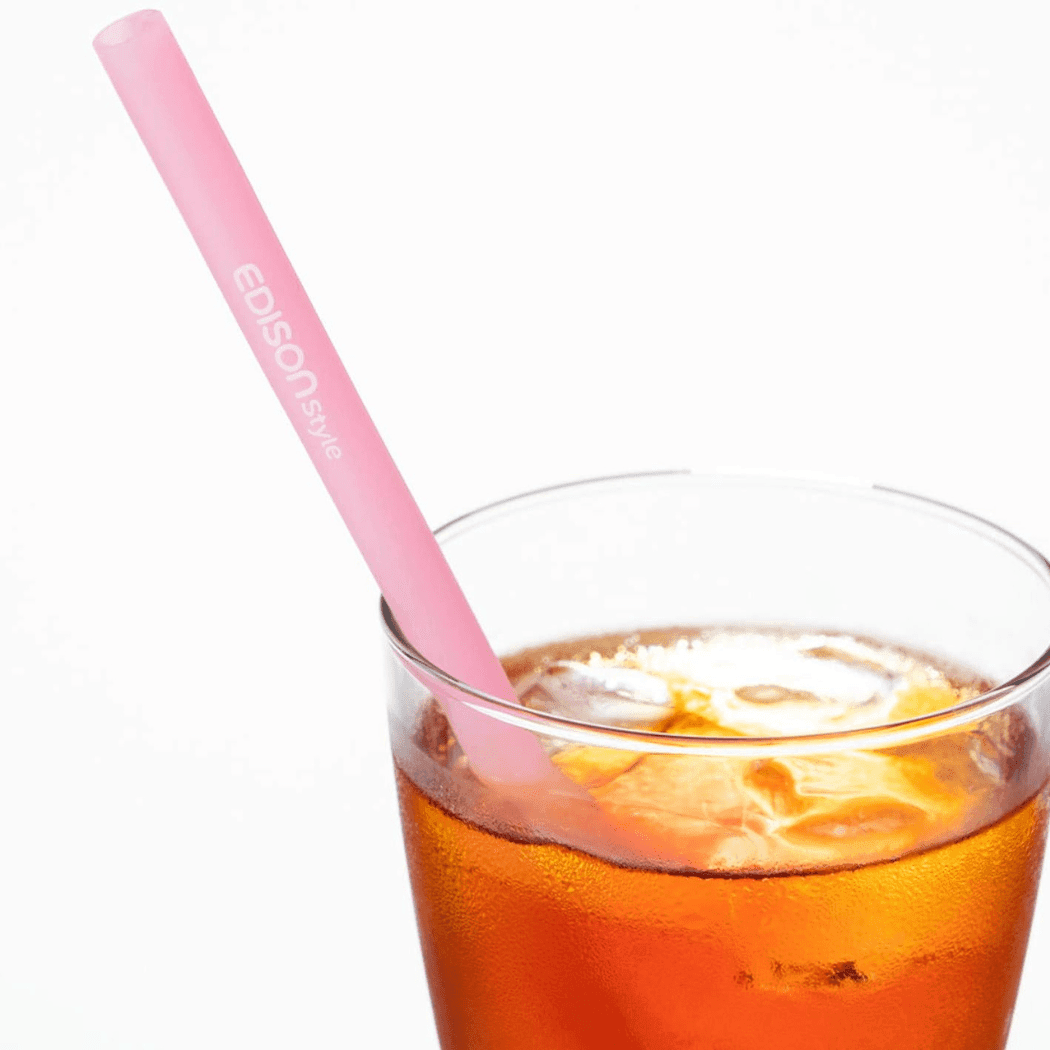 EDISON mama Resealable Silicone Zipper Straw Pink/Yellow-1954803144802308097