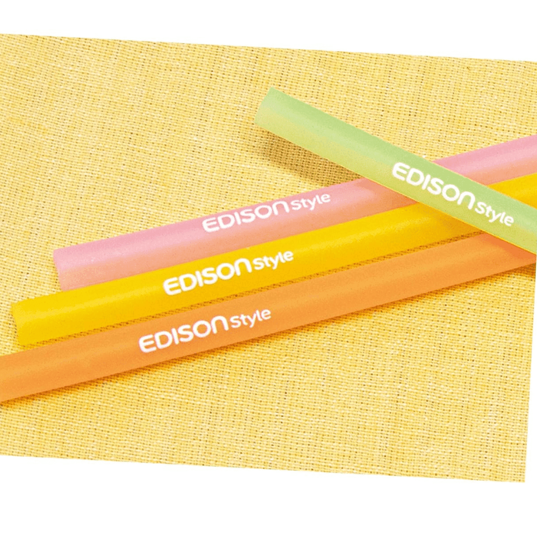 EDISON mama Resealable Silicone Zipper Straw Pink/Yellow-1954803144802308100