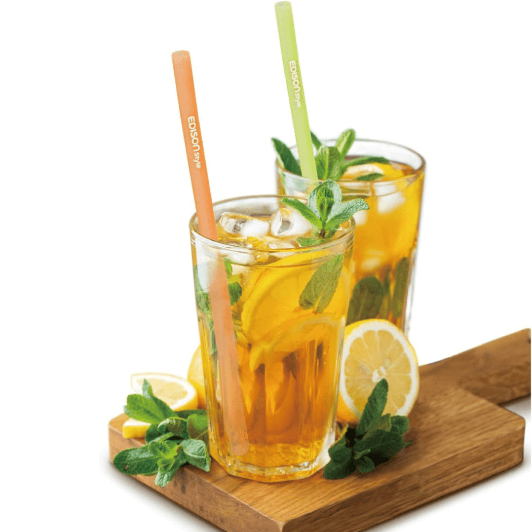 EDISON mama Resealable Silicone Zipper Straw Pink/Yellow-1954803144802308101