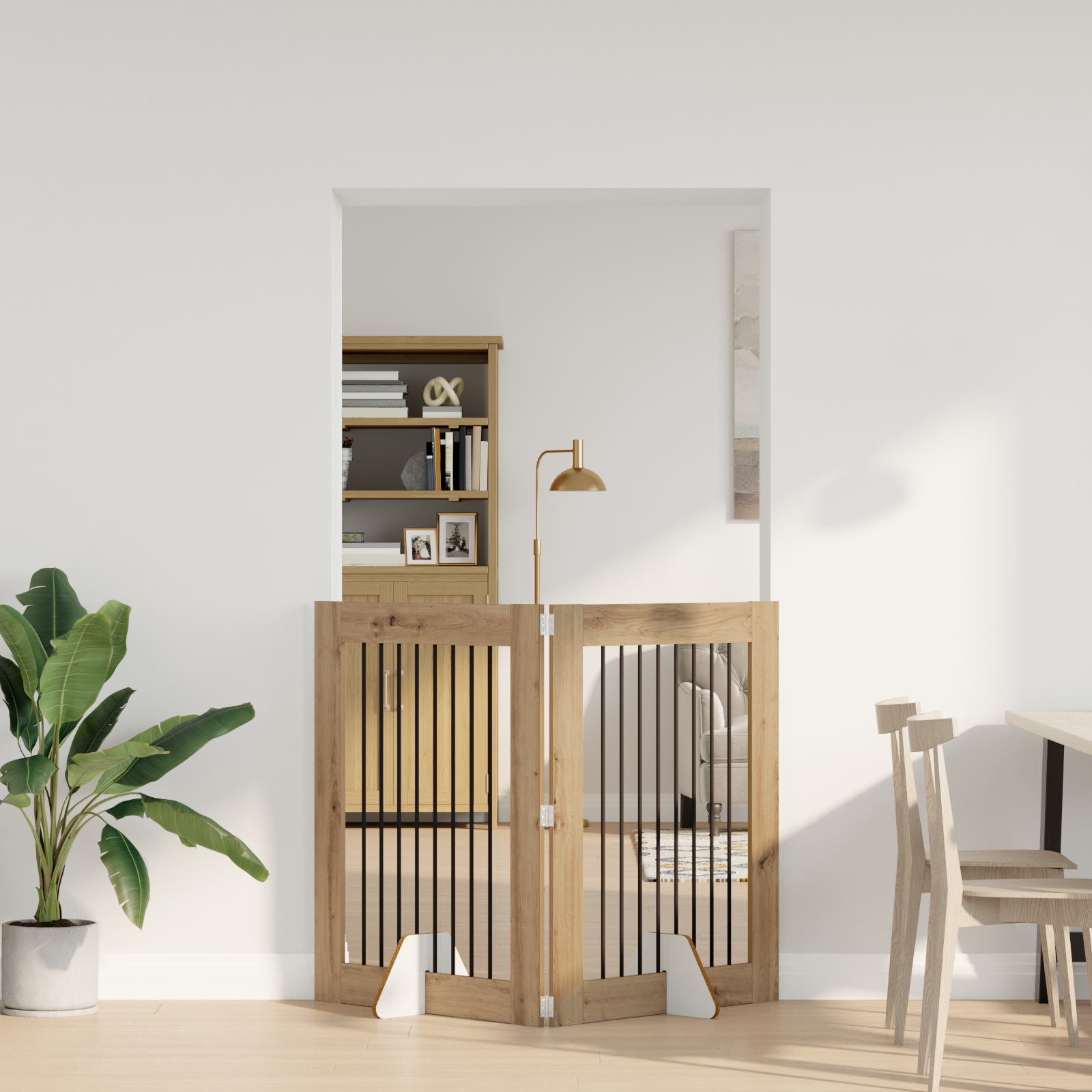 Foldable Dog Gate with Stands 2 pcs Artisan Oak 160.5 cm