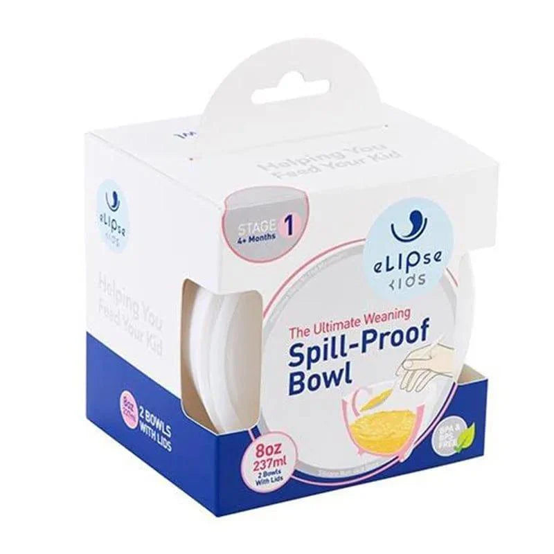 Elipse Kids Spill-Proof Anti-Slip Bowl Stage 1 8oz | Twin Pack with Lid Green-1954803045762207744