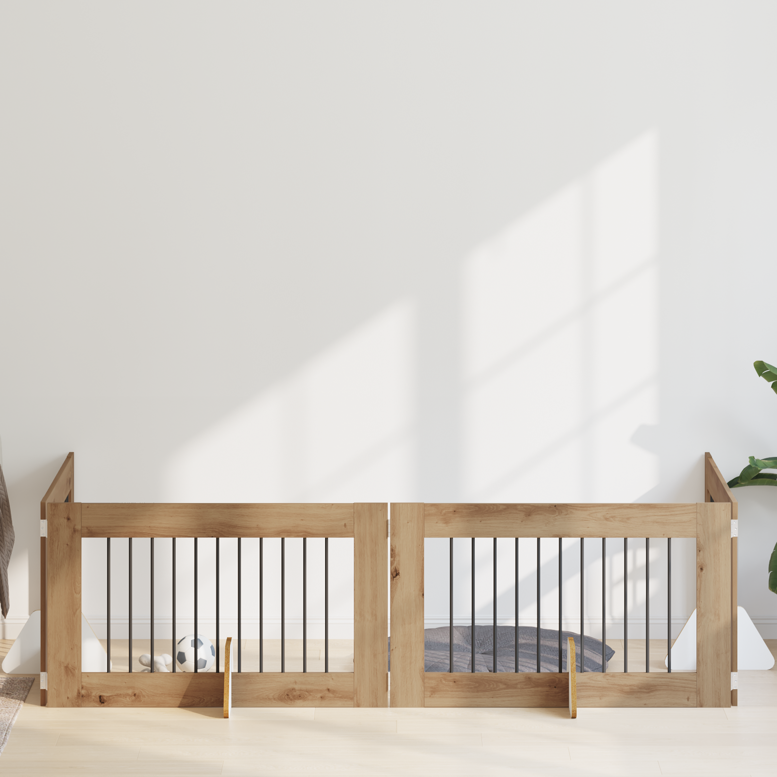 Foldable Dog Gate with Stands 4 pcs Artisan Oak 401 cm