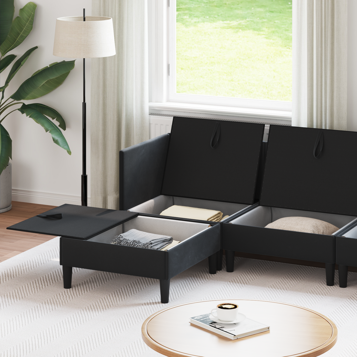 Living Room Furniture Set with Cushion 5 pcs Black Velvet
