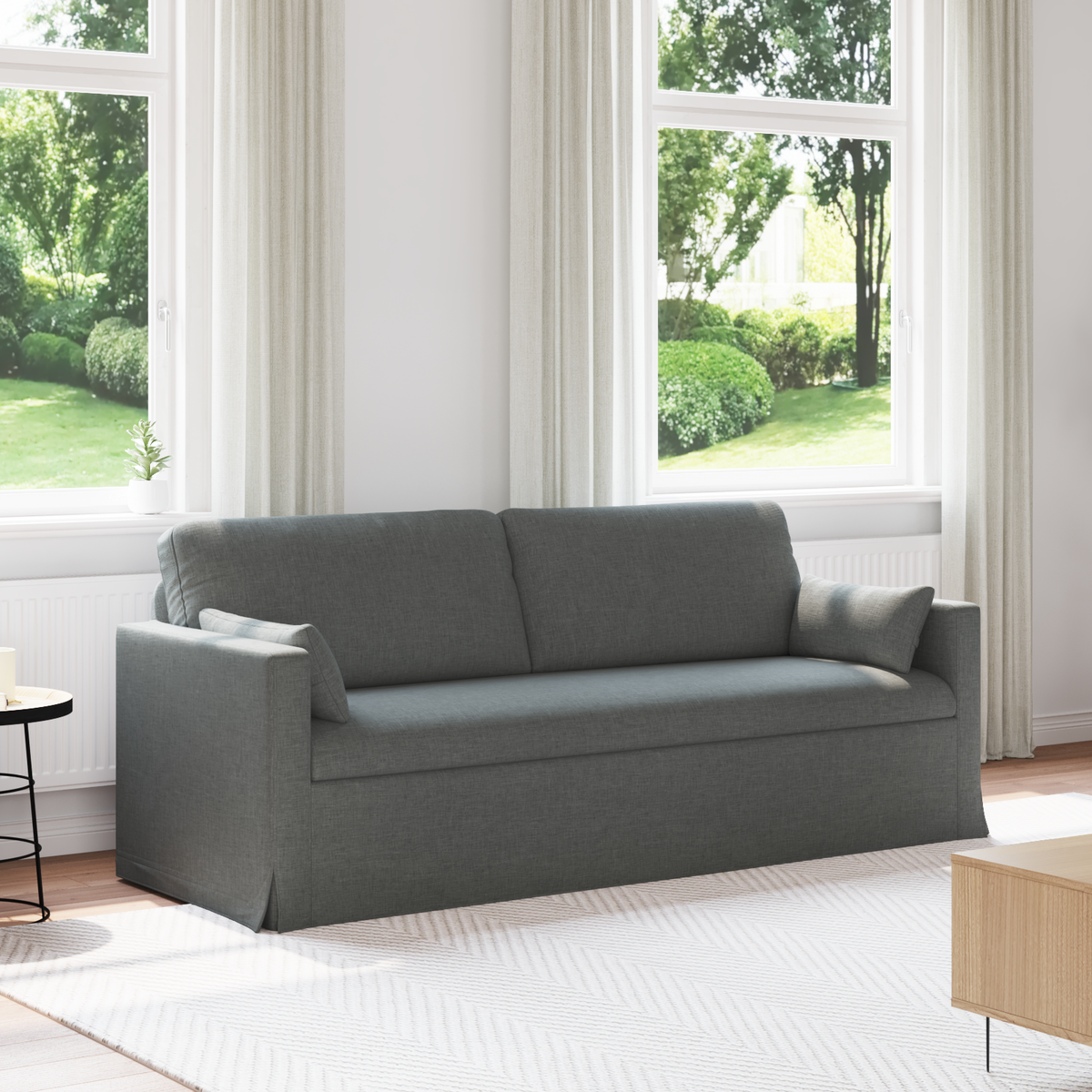 Sofa Dark Grey 198 x 78 x 80 cm Fabric