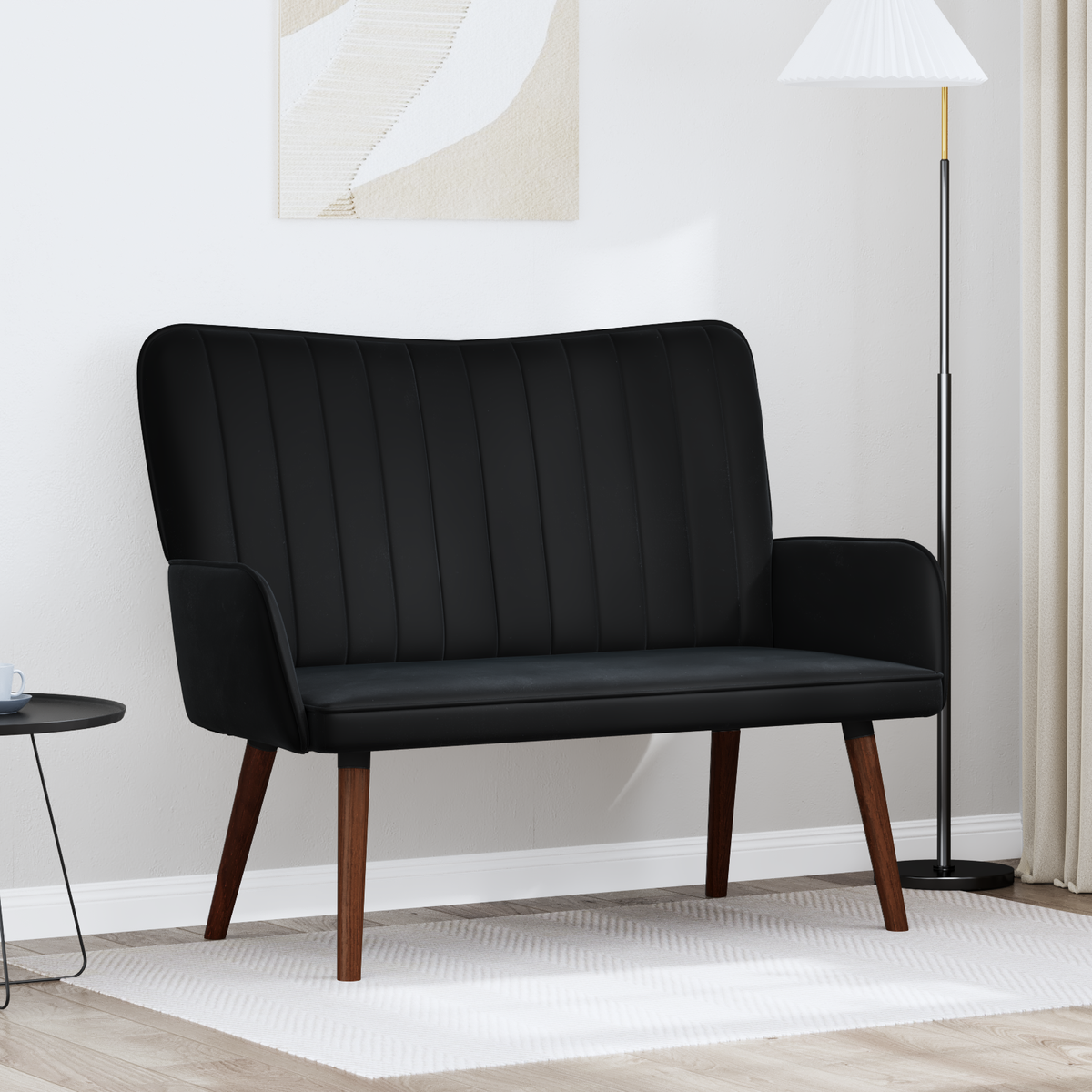 2-Seater Sofa Black 115 x 61 x 87 cm Velvet