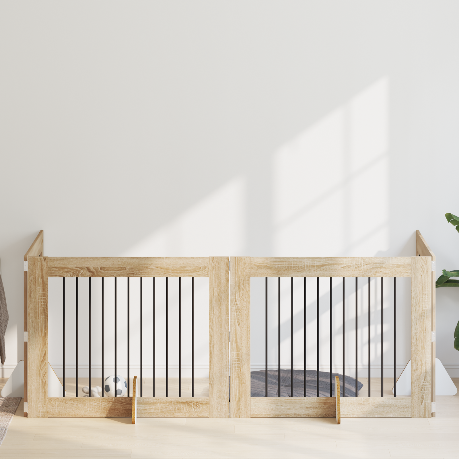 Foldable Dog Gate with Stands 4 pcs Sonoma Oak 401 cm